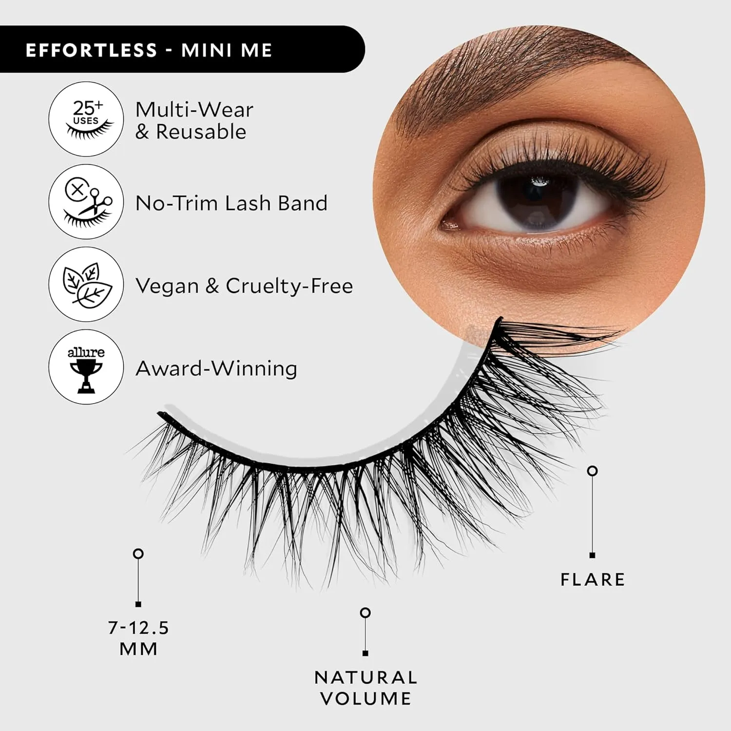 Velour Effortless Lashes, Natural Looking False Eyelashes, Fluffy & Lightweight No Trim Eyelashes, Reusable Fake Lashes For All Eye Shapes, Vegan & Cruelty-Free, Lash Glue not Included (Mini Me)