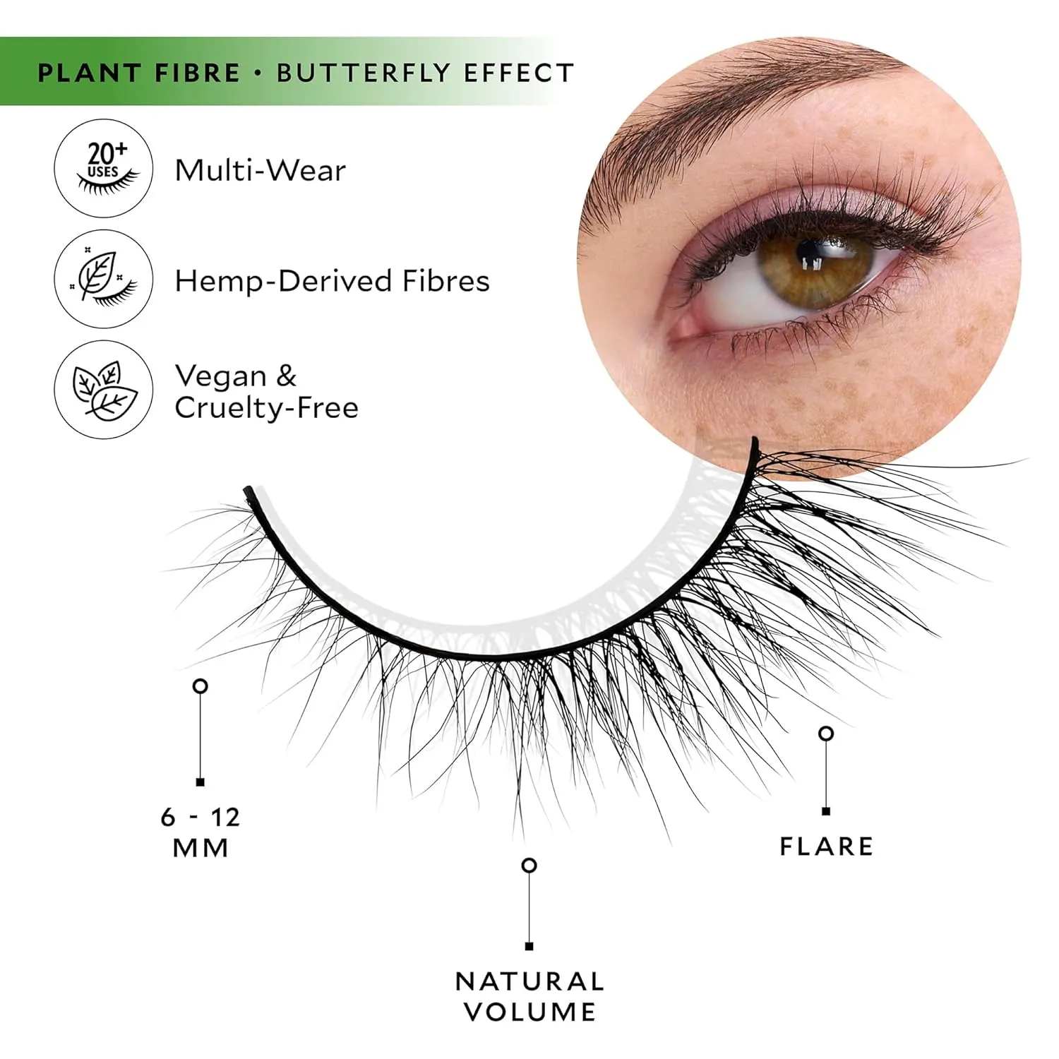 Velour Plant Fibre Eyelashes – Luxurious Hemp-Derived False Lashes - Lightweight, Reusable, Handmade Fake Lash Extensions - Wear up to 25 Times - 100% Vegan, Soft, All Eye Shapes – Butterfly Effect