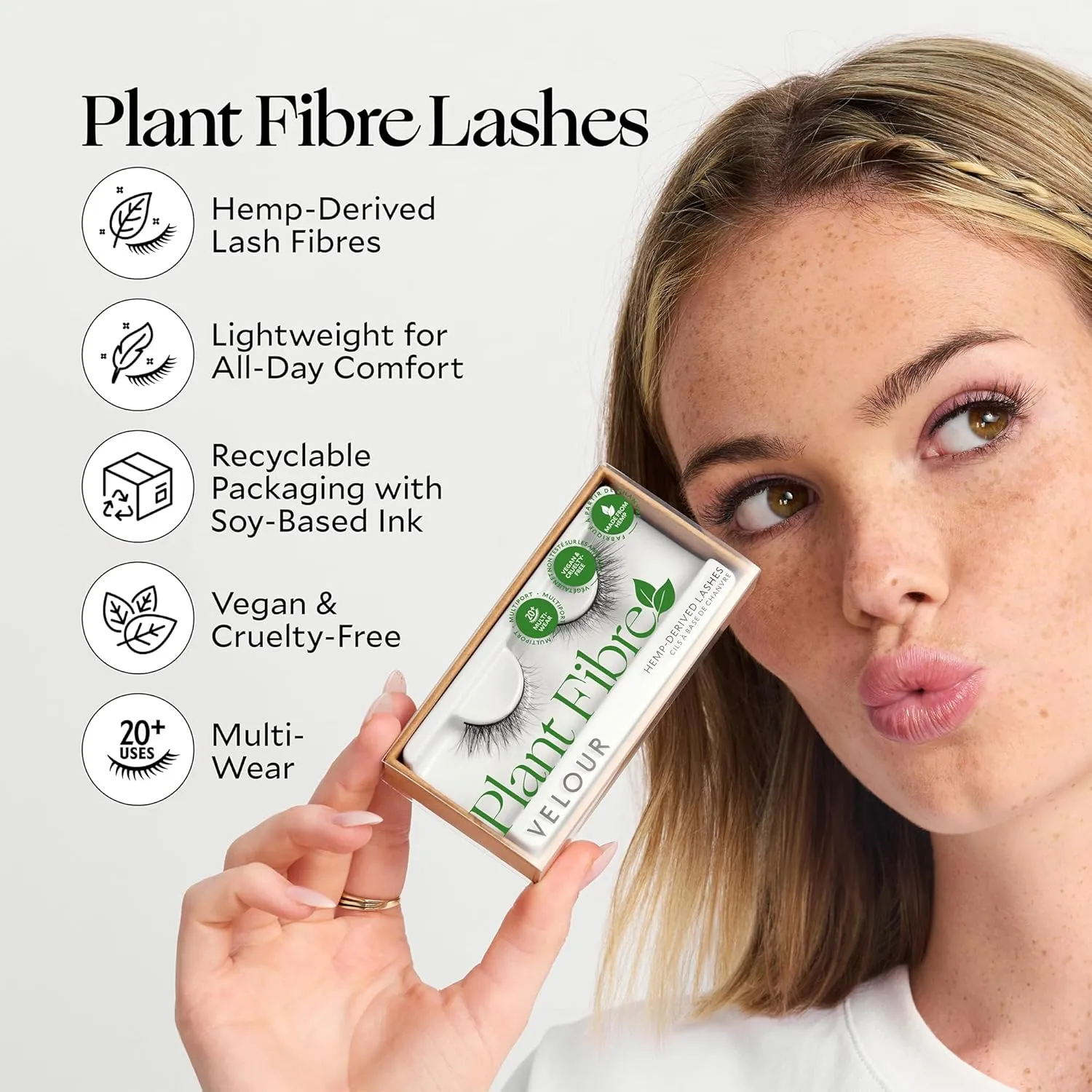 Velour Plant Fibre Eyelashes – Luxurious Hemp-Derived False Lashes - Lightweight, Reusable, Handmade Fake Lash Extensions - Wear up to 25 Times - 100% Vegan, Soft, All Eye Shapes – Butterfly Effect