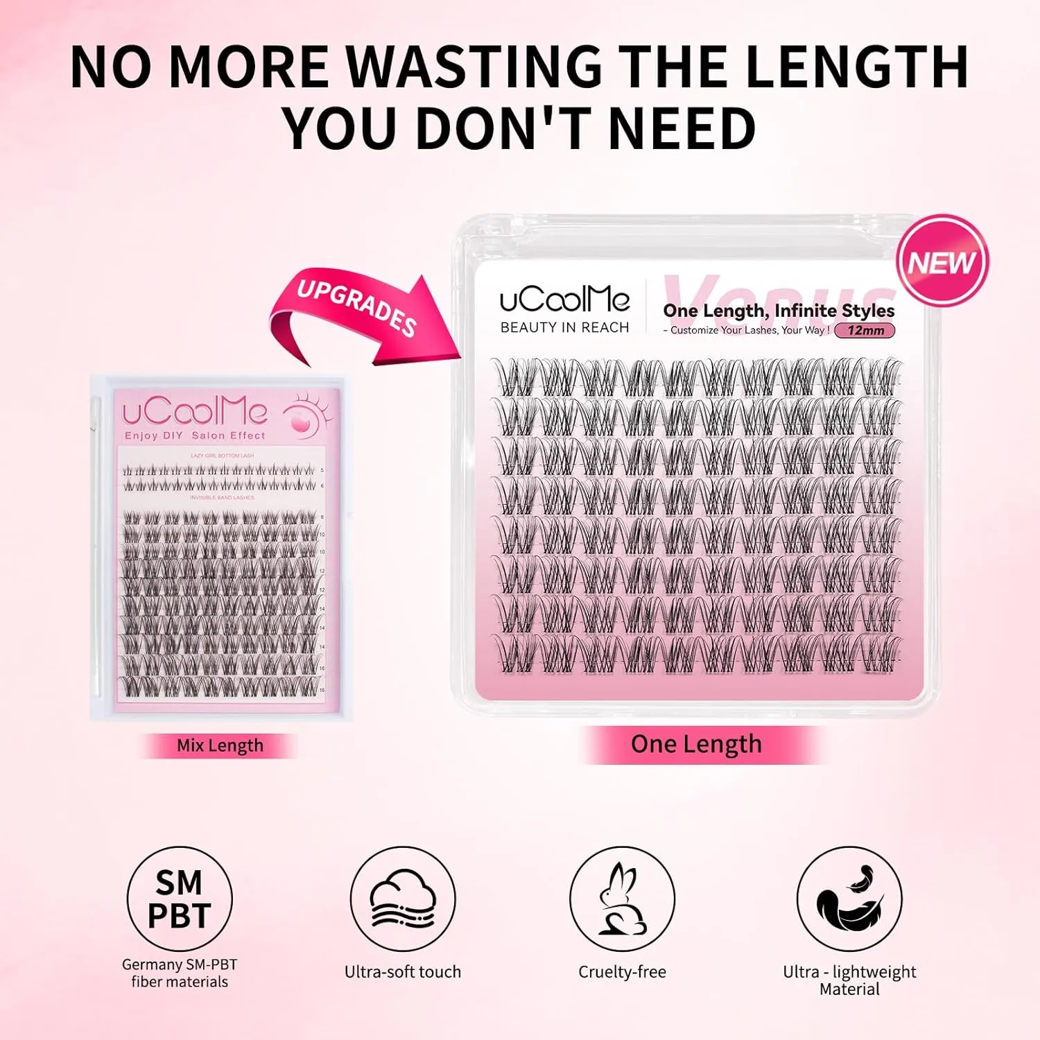 Venus Lash Clusters Wispy 10mm 90PCS D Curl Eyelash Clusters DIY Eyelash Extension 0.05mm Ultra Thin Invisible Lash Band(Venus,Only 10mm)