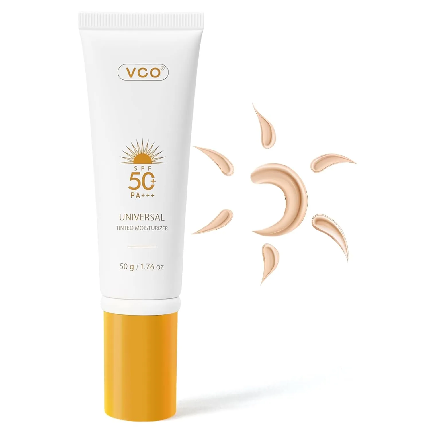 VGO Tinted Sunscreen for Face SPF 50, Tinted Moisturizer with SPF, Face Sunscreen for Women, Sweat Resistant Oil Free with No White Cast, 1.76oz
