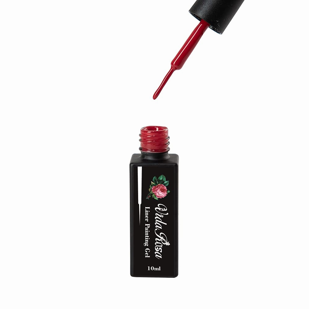 VidaRosa Gel Polish Liner Painting Pen for Nail Art Pattern Drawing, Nail Polish for Painting Striping Details for Nails, Professional Manicure Nail Salon Set, White/Black/Gold/Silver/Classic Red