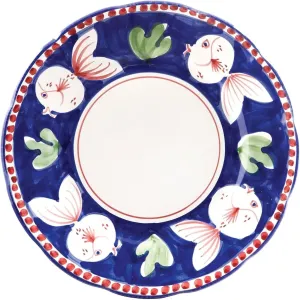 Vietri Campagna Pesce Blue Dinner Plate, 10 Inch Terra Cotta Ceramic Plate, Handcrafted Dinnerware