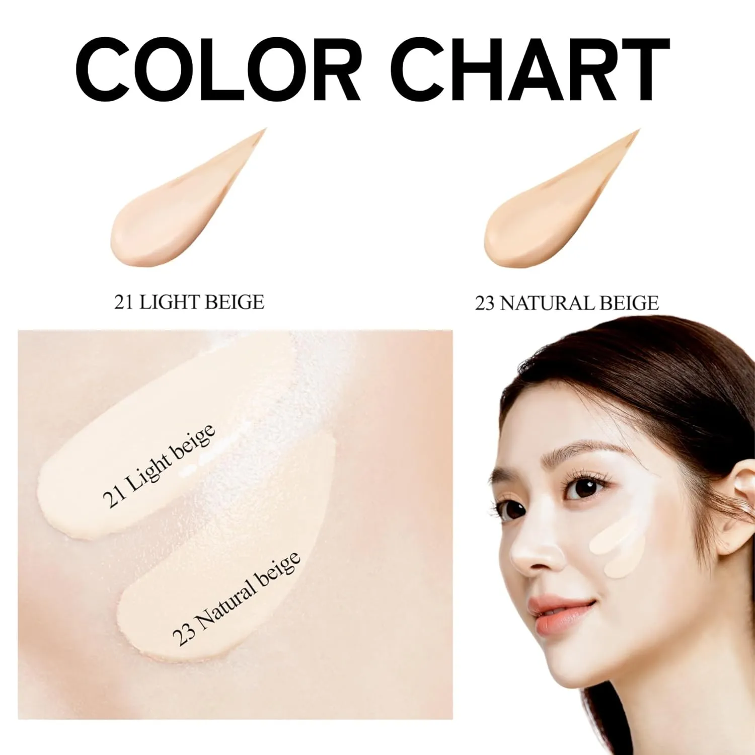 VINNE Korean Cushion Foundation, Lightweight, Essence Makeup Natural and Dewy Finish, 12-Hour Lasting Effect, 0.42 Oz- #21 Light Beige (Refill Not Included)
