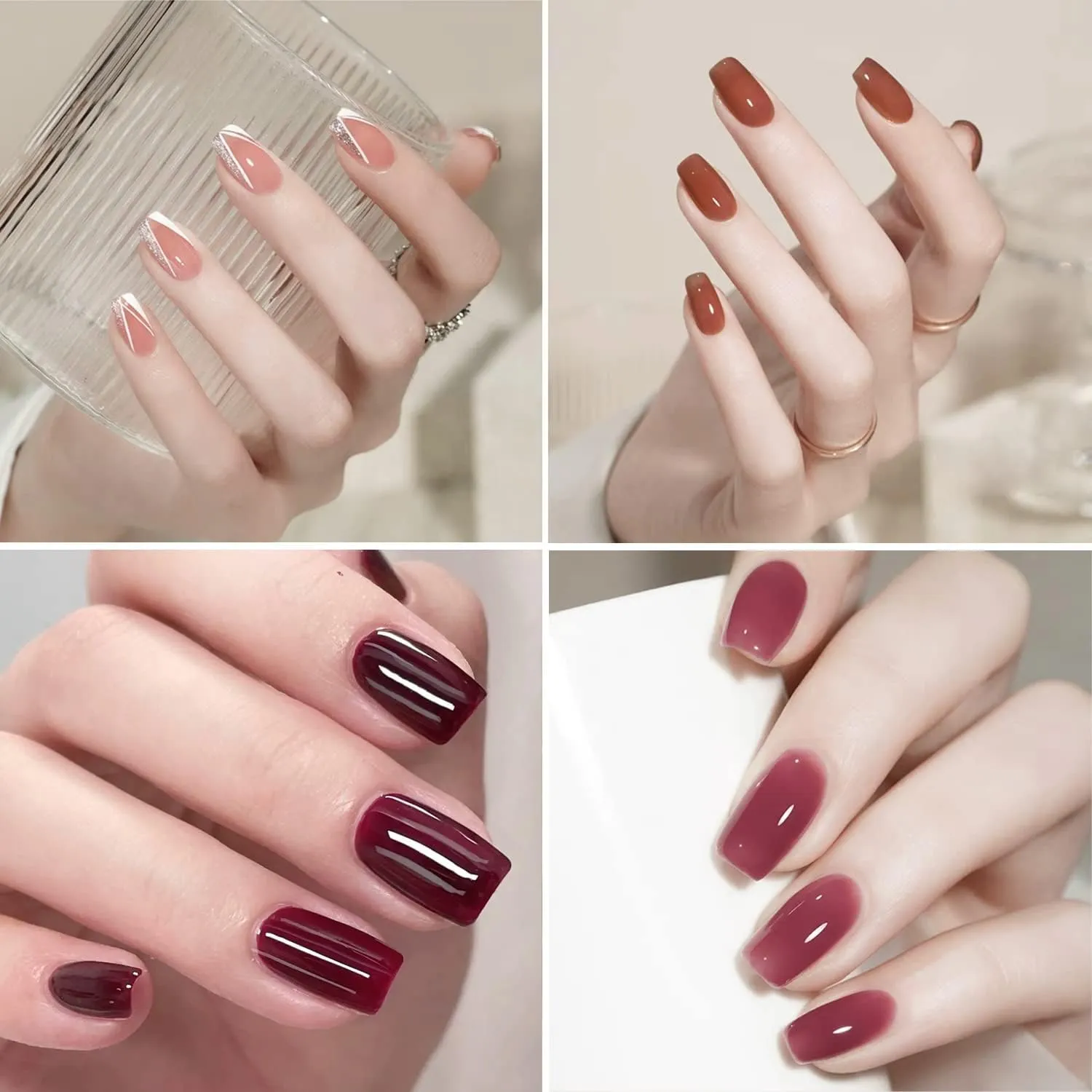 Vishine 48 PCS Gel Polish Set, 45 Colors Jelly Gel Nail Polish Set, Brown Jelly Gel Polish Set, Translucent Gel Nail Polish,Sheer Crystal Jelly Clear Gel Nail Polish Manicure Gift