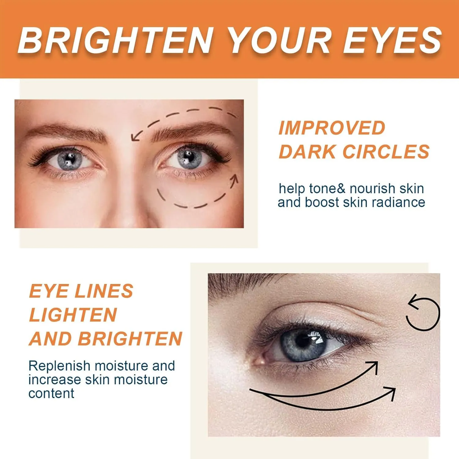 Vitamin C Eye Balm, Glow Eye Balm Stick, Brightening and Reducing Dark Circle, Hydrating Eye Cream, Reduces Puffiness, Eyes Care Stick for Women(2PCS)