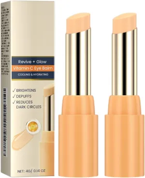 Vitamin C Eye Balm, Glow Eye Balm Stick, Brightening and Reducing Dark Circle, Hydrating Eye Cream, Reduces Puffiness, Eyes Care Stick for Women(2PCS)