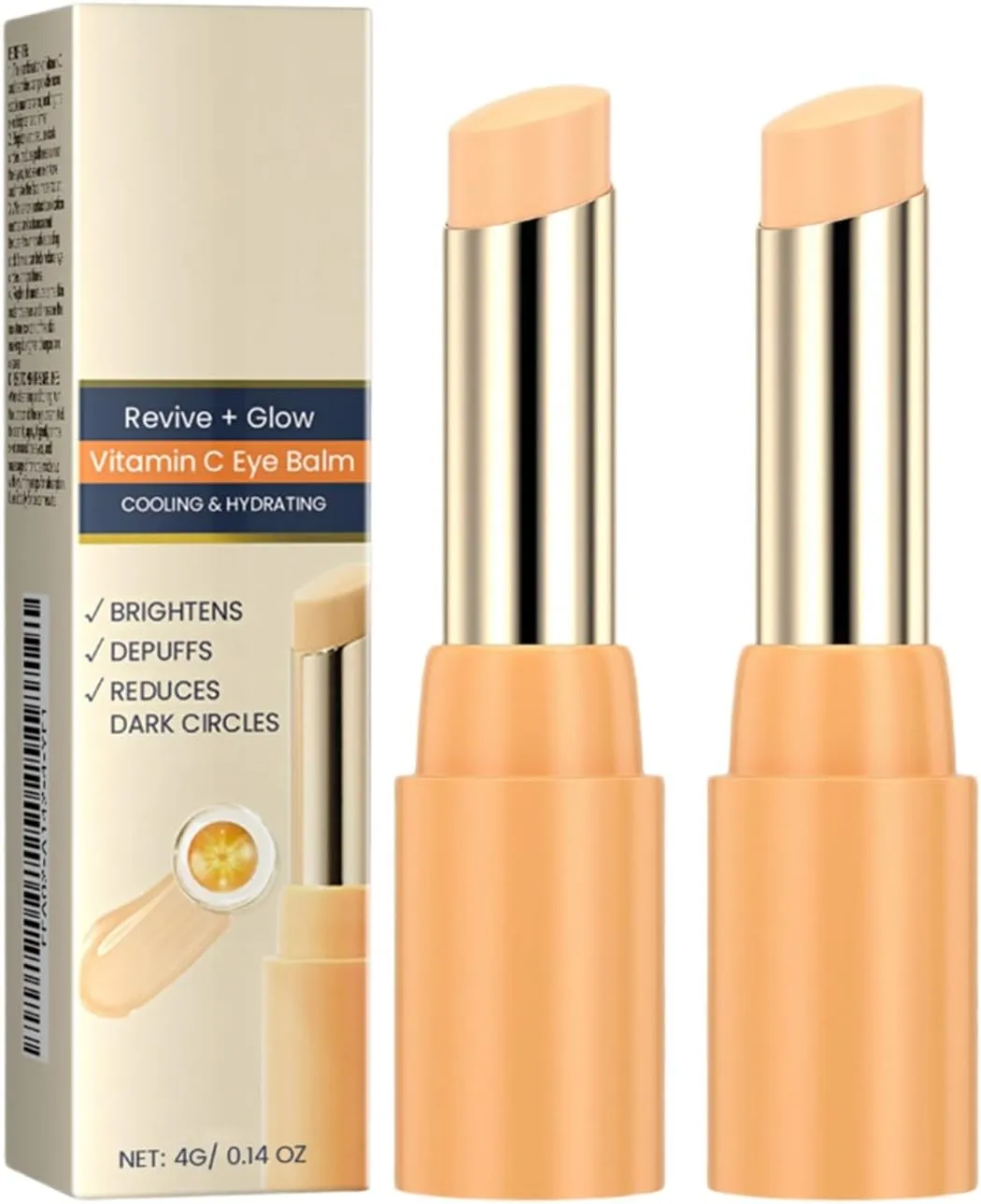 Vitamin C Eye Balm, Glow Eye Balm Stick, Brightening and Reducing Dark Circle, Hydrating Eye Cream, Reduces Puffiness, Eyes Care Stick for Women(2PCS)