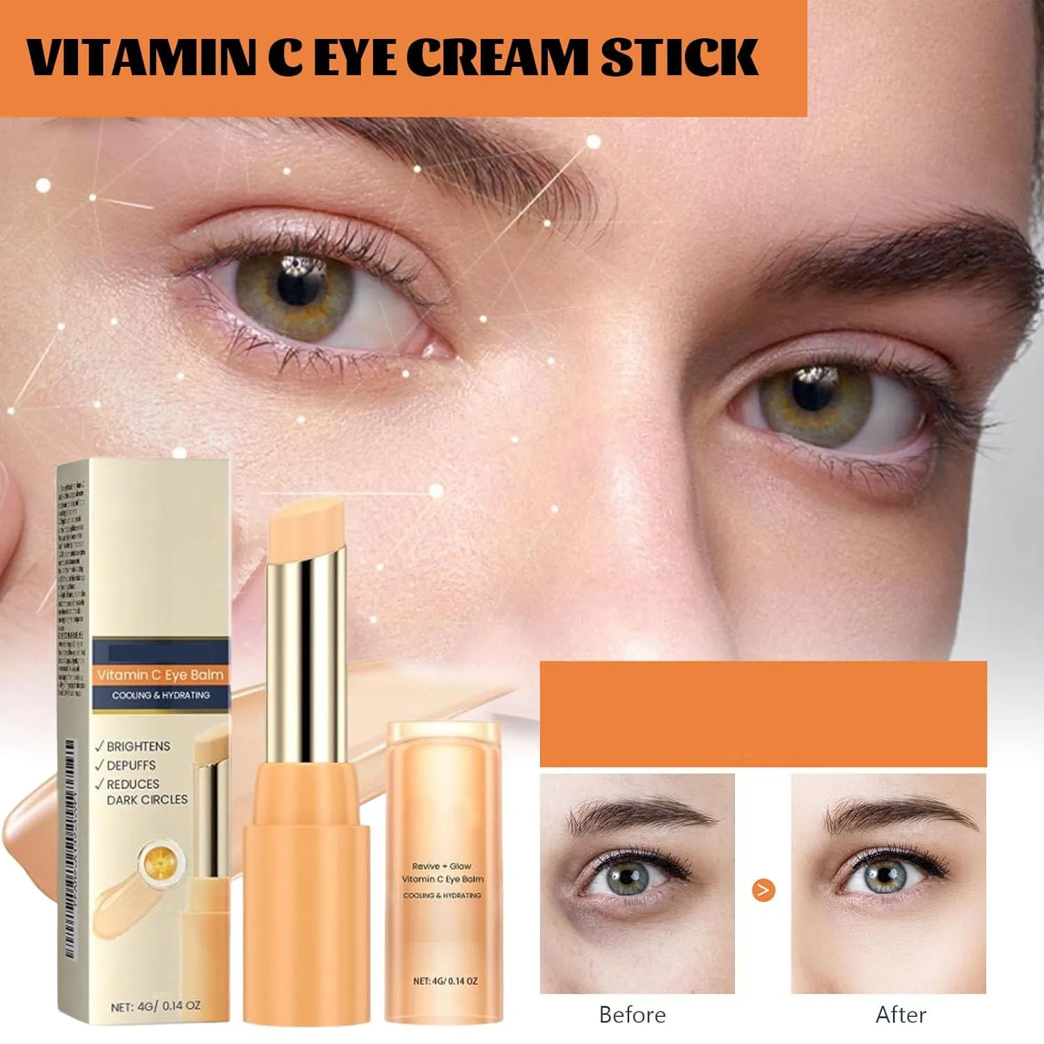 Vitamin C Eye Balm Stick, 2025 New Vicinity Eye Balm Stick for Reducing Dark Circle, EyeBalm with Vitamin C Brightens and Reduces Puffiness, Deep Moisturizing Hydrating and Firming (2)