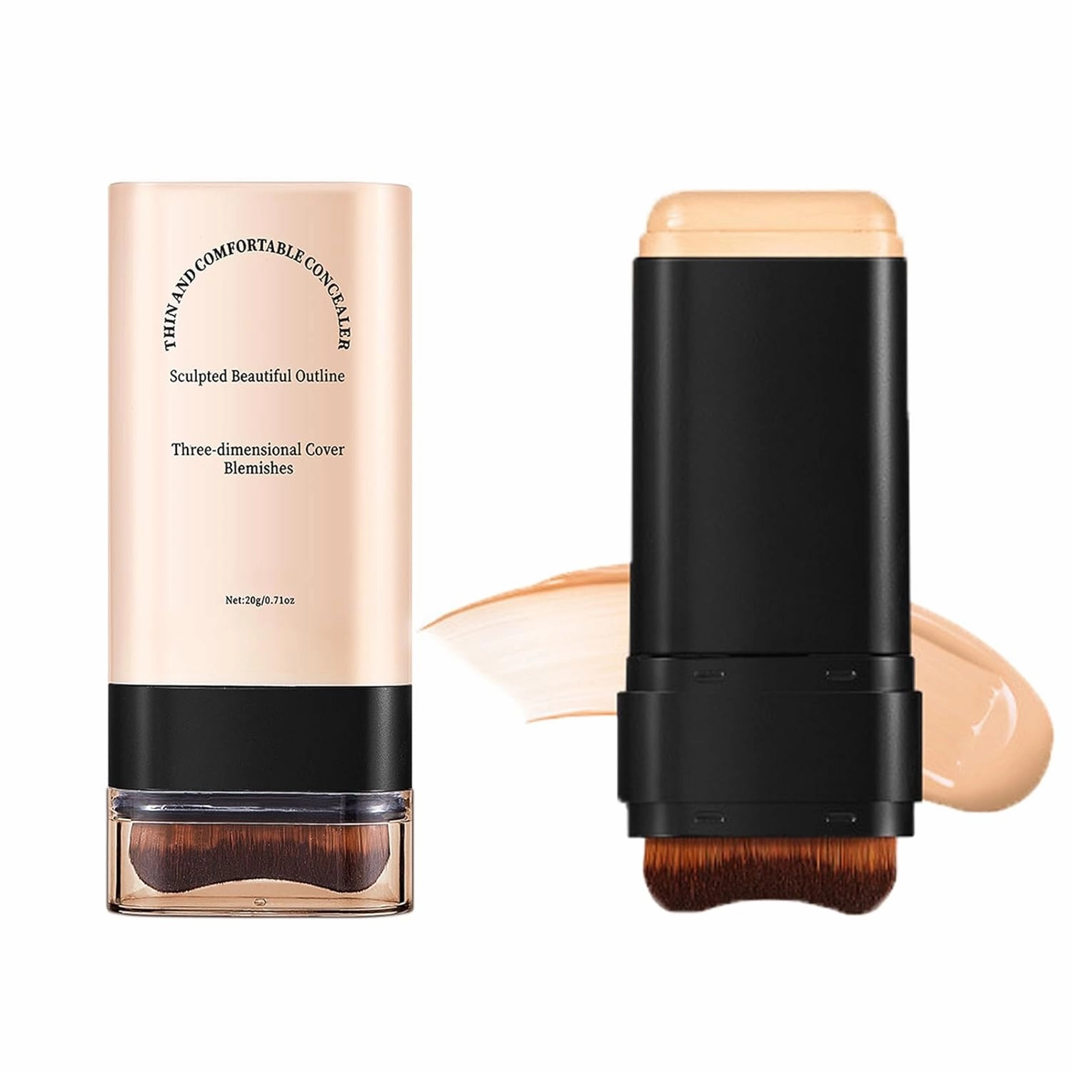 Vivien Beauty Foundation Stick, 2025 Korean Hydrating Lightweight Foundation Stick with Brush, Double Head Foundation Make-Up Stick﻿, Flawless Eraser Foundation Stick (04#Wheat)