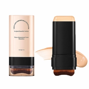Vivien Beauty Foundation Stick, 2025 Korean Hydrating Lightweight Foundation Stick with Brush, Double Head Foundation Make-Up Stick﻿, Flawless Eraser Foundation Stick (04#Wheat)