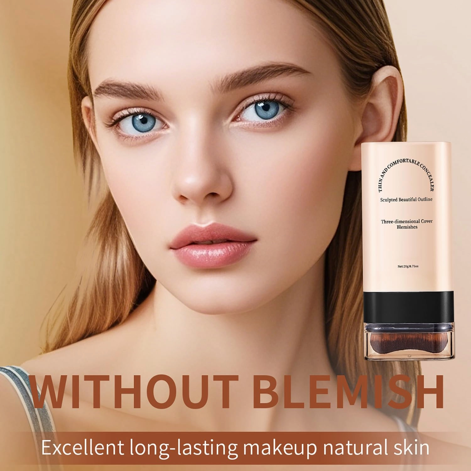 Vivien Beauty Foundation Stick, 2025 Korean Hydrating Lightweight Foundation Stick with Brush, Double Head Foundation Make-Up Stick﻿, Flawless Eraser Foundation Stick (04#Wheat)