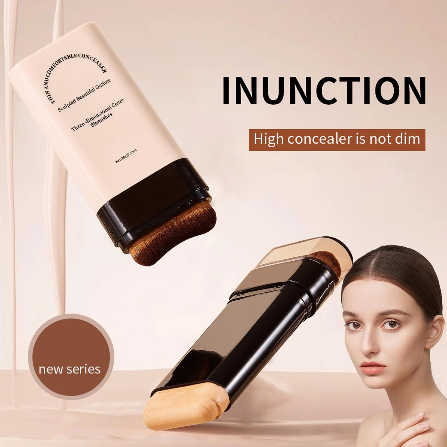 Vivien Beauty Foundation Stick, 2025 Korean Hydrating Lightweight Foundation Stick with Brush, Double Head Foundation Make-Up Stick﻿, Flawless Eraser Foundation Stick (04#Wheat)