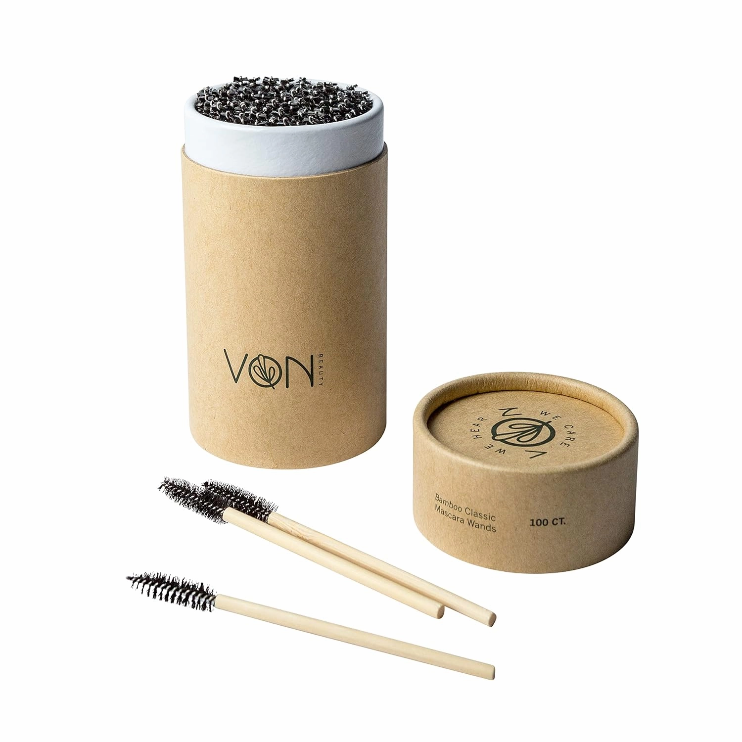 Voice of Nature Beauty Sustainable Classic Bamboo Mascara Wands - Eco-Friendly Choice for Stunning Lashes - 100% FSC-Certified Bamboo - Ideal for Mascara & Brows - 100 Pieces