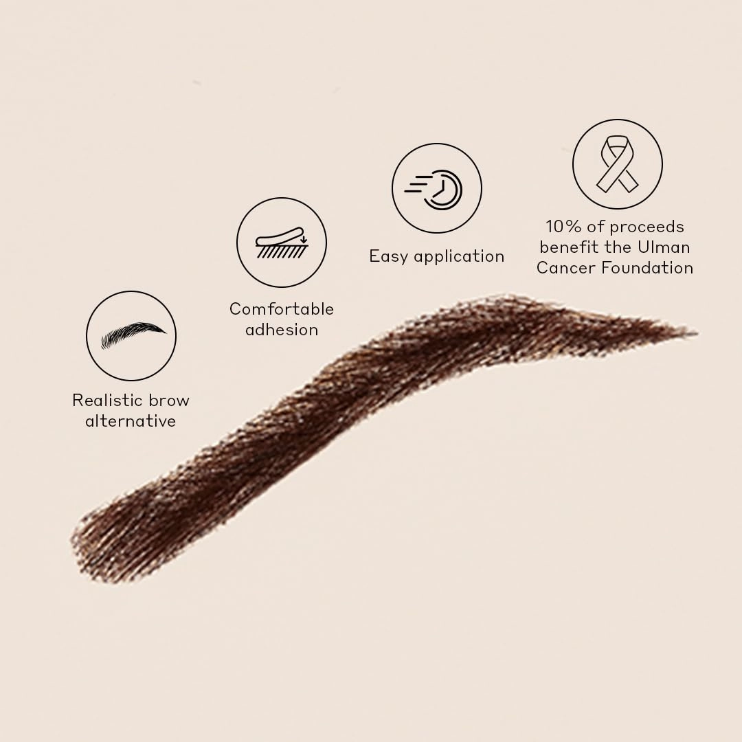 Volition Beauty Mission Brows, Dark Brown - Eyebrow Wigs Made of Responsibly-Sourced Human Hair - Long-Lasting, Realistic False Eyebrow Alternative with Easy Application