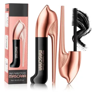 Volumizing & Lengthening Waterproof Mascara - Telescopic Tubing Black Mascara for Long-Lasting, Clump-Free Lashes, High-Heeled Shoes Design (2pcs)