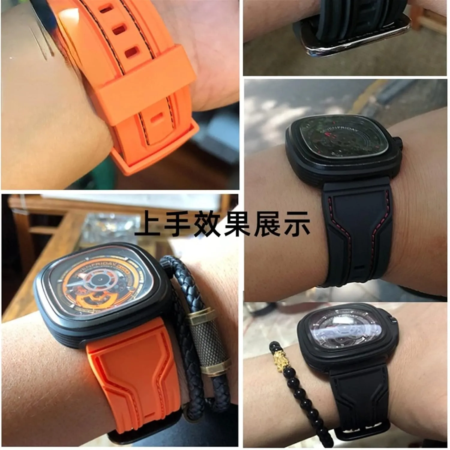 WatchBands for Seven Friday Rubber Watch Strap Egler Waterproof Watch Band Sevenfriday P Series Yp3c/02 (Color : Black-Black, Size : 28mm)