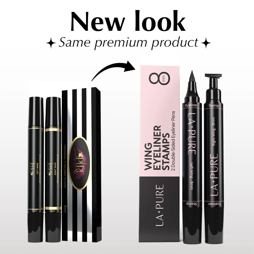 Waterproof Eyeliner Stamp - 2 Wingliner Black Make Up Pens, Vamp Style Wing, Smudgeproof & Sweatproof, Perfect Cat Eye Look, Winged Long Lasting Liquid Liner Pen, Eyeshadow, No Dipping