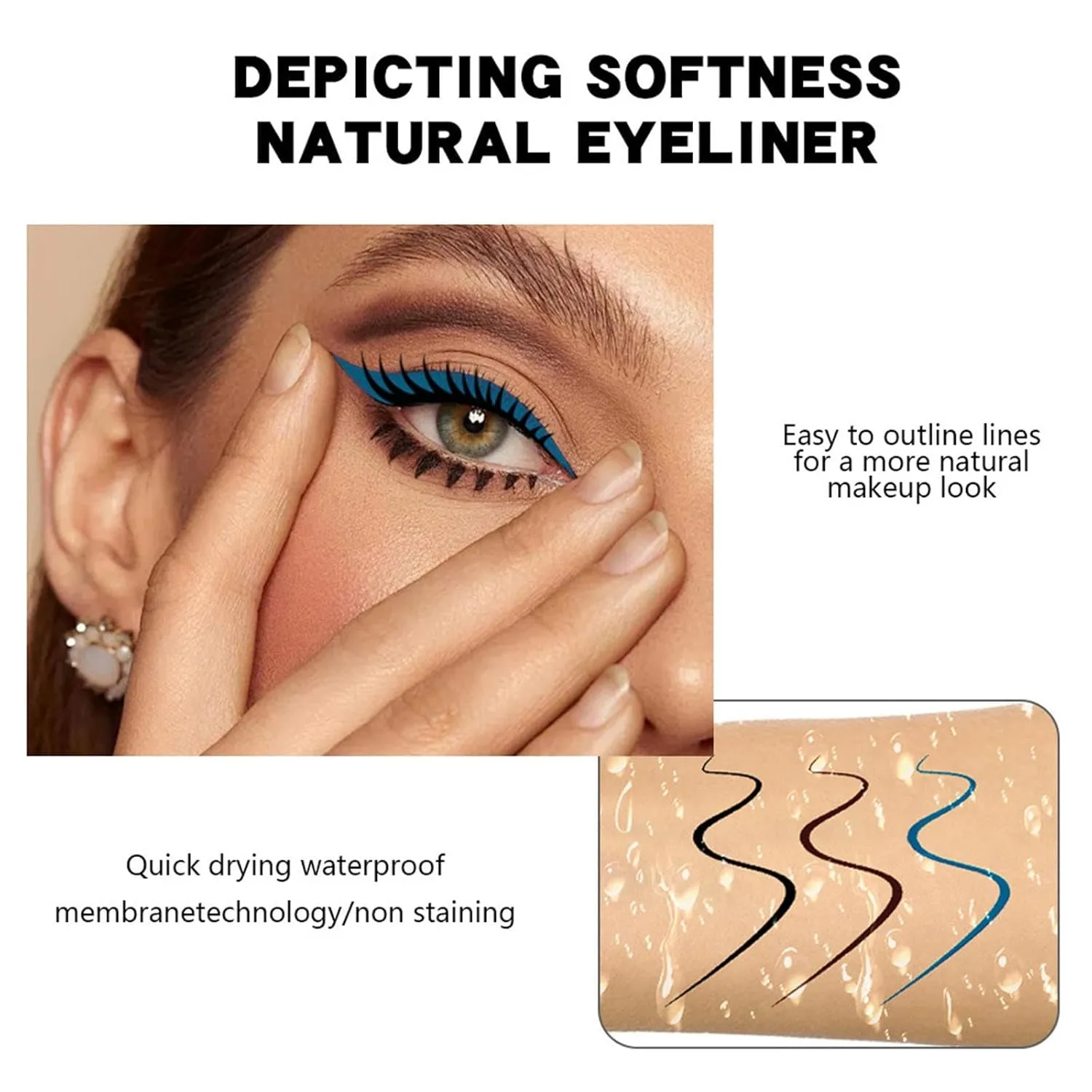 Waterproof Liquid Colorful Eyeliner, Black Brown Blue Eye Liner Makeup Pen, Waterproof Long Lasting Pocket Eyeliner with Micro Tip, Vegan Formula, Gift For Women