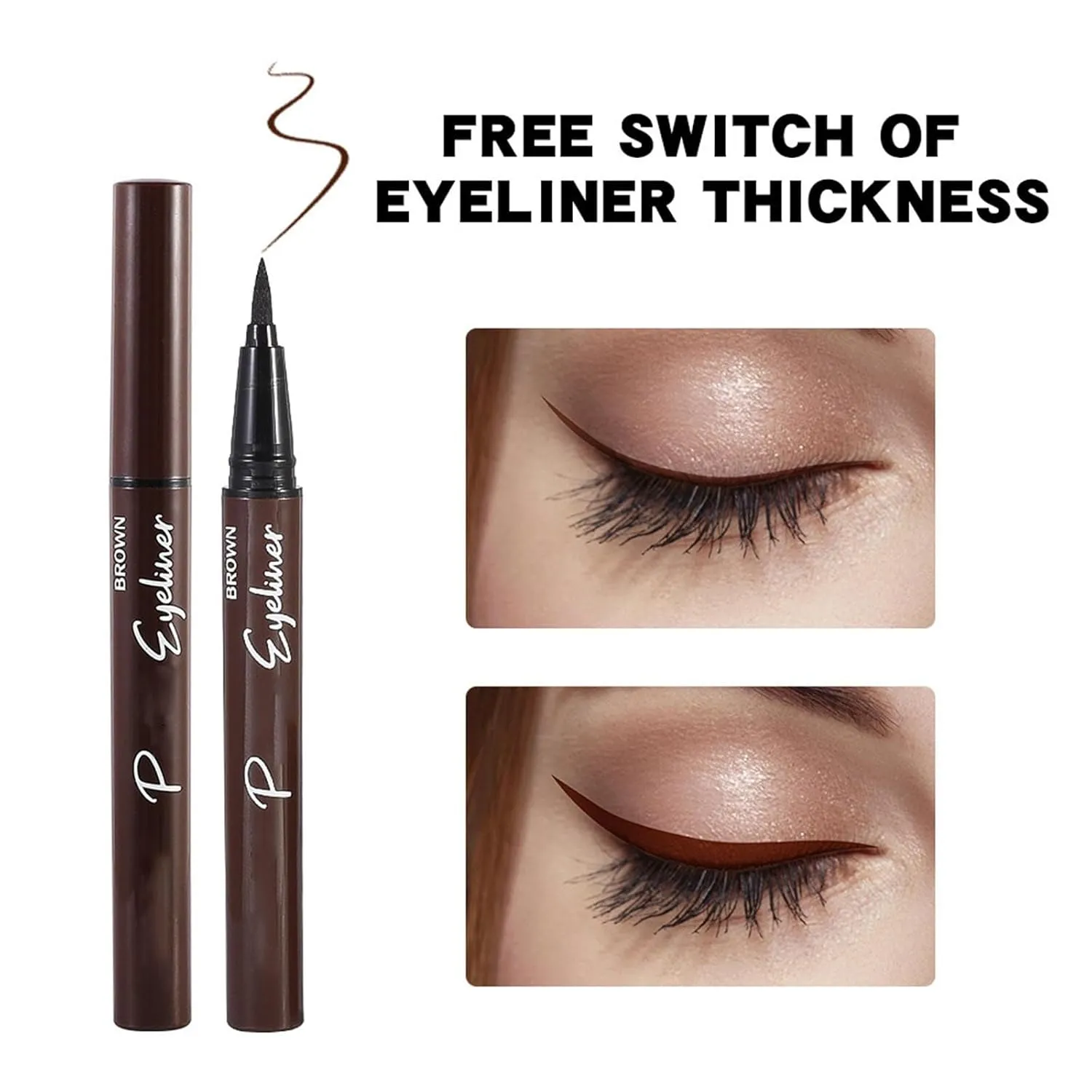 Waterproof Liquid Colorful Eyeliner, Black Brown Blue Eye Liner Makeup Pen, Waterproof Long Lasting Pocket Eyeliner with Micro Tip, Vegan Formula, Gift For Women