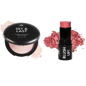 Waterproof Setting Powder & Blush Up Stick: Active Glow Kit - Sweat Proof Makeup Designed Specifically for Active Women's Workouts