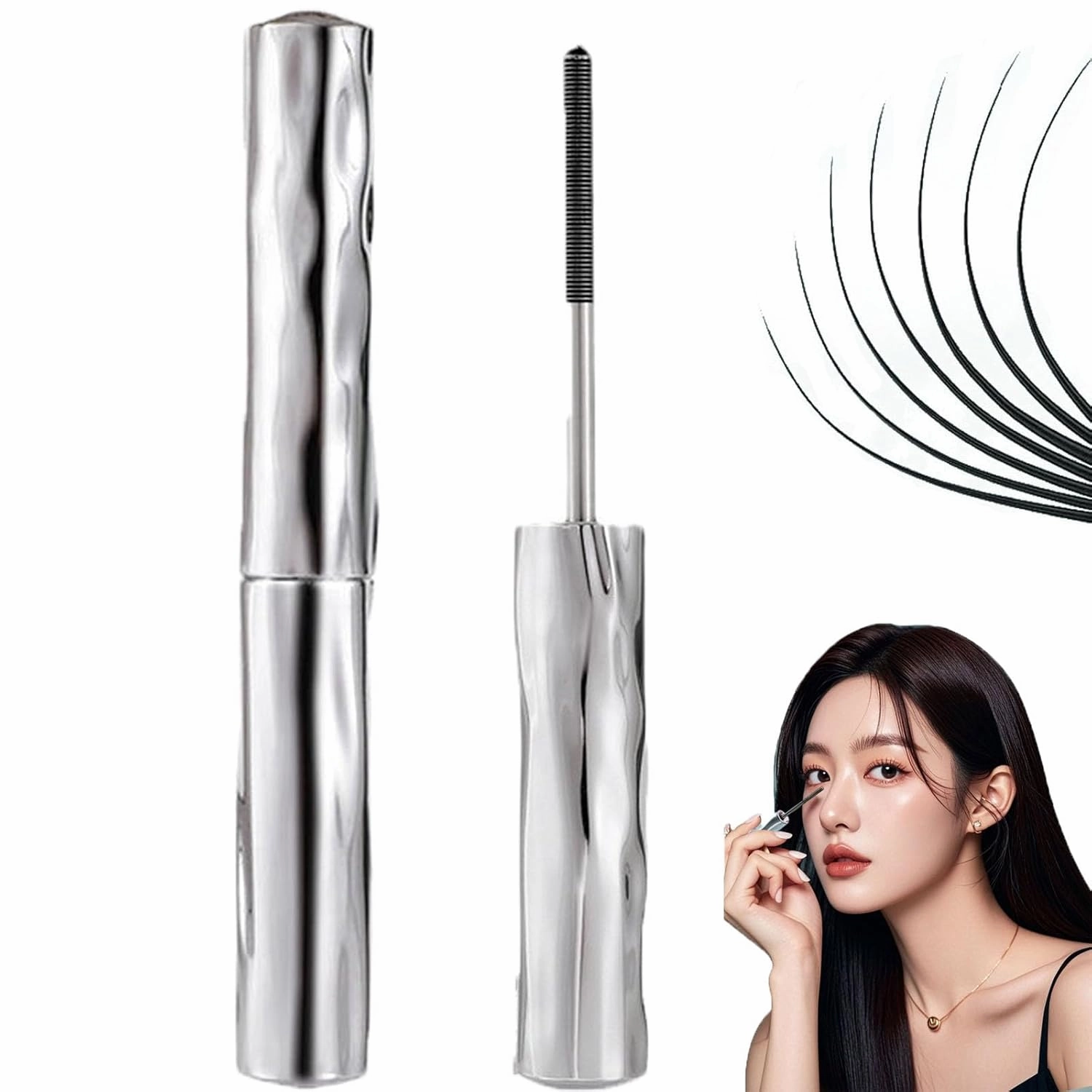 Waterproof & Sweatproof Lengthening & Curling Mascara, Steel Pipe Eyelash Primer, Steel Tube Mascara Primer, 3D Curling Eyelash Iron Wand Mascara, Long-Lasting (1Pcs)