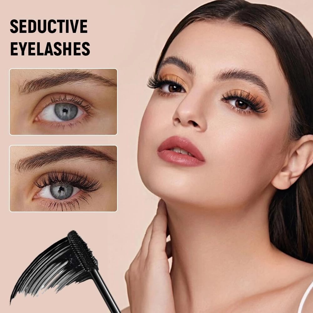 Waterproof Silk Fibre Thick Lengthening Mascara, 2025 New 4D Silk Fiber Lash Mascara, Waterproof Long Lasting Liquid Lash Extensions Mascara for Women (Black1, 2 Pcs)