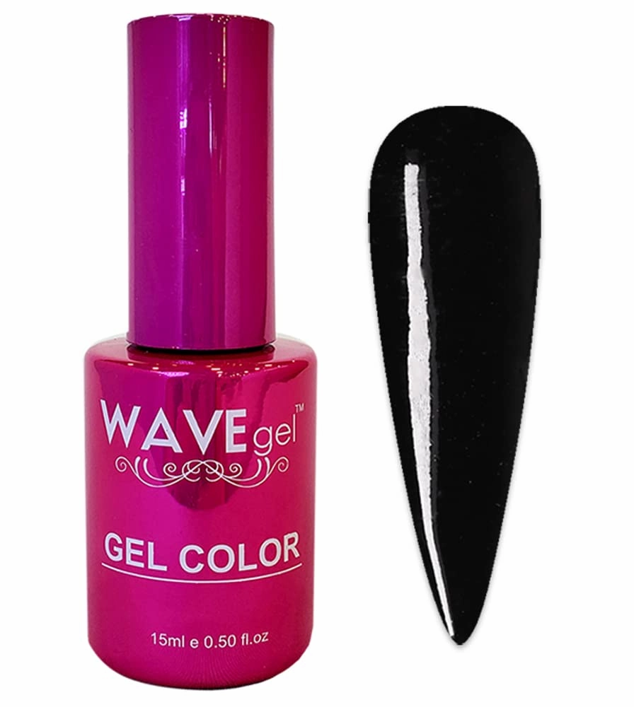 WAVEGEL Soak-Off Gel, Nail Lacquer & Acrylic/Dip Powder Matching Set - Princess Collection - #001 Super Black