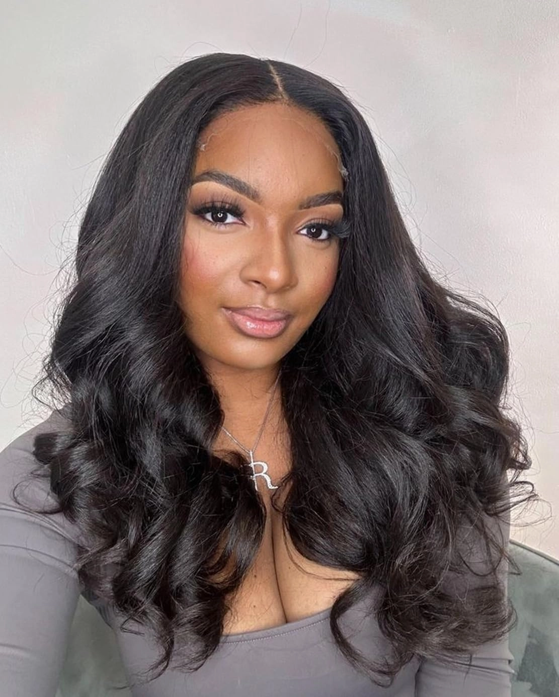 Wavy V Part Wig Wear And Go Glueless U Part Wig Body Wave Natural Black Synthtic Hair Soft As Human Hair Half Wigs For Black Women 180% Density (Black, 18 Inch)