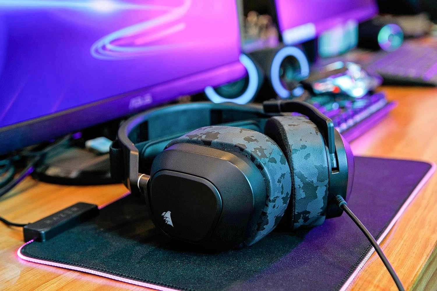 WC Freeze HS80 - Cooling Gel Earpads for Corsair HS80 RGB Wireless, Wired, & HS80 Max by Wicked Cushions - Elevate Comfort, Thickness & Sound Isolation for Epic Gaming Sessions | Black Camo