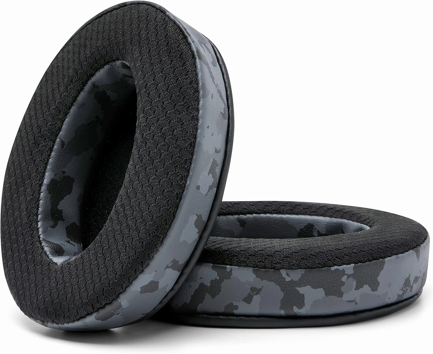 WC Freeze Hybrid Fabric Cooling Gel Replacement Earpads - Compatible with HyperX Cloud, Steelseries Arctis, ATH M50X, Turtle Beach Stealth & More - Comfortable & Cooler for Longer | (Black Camo)