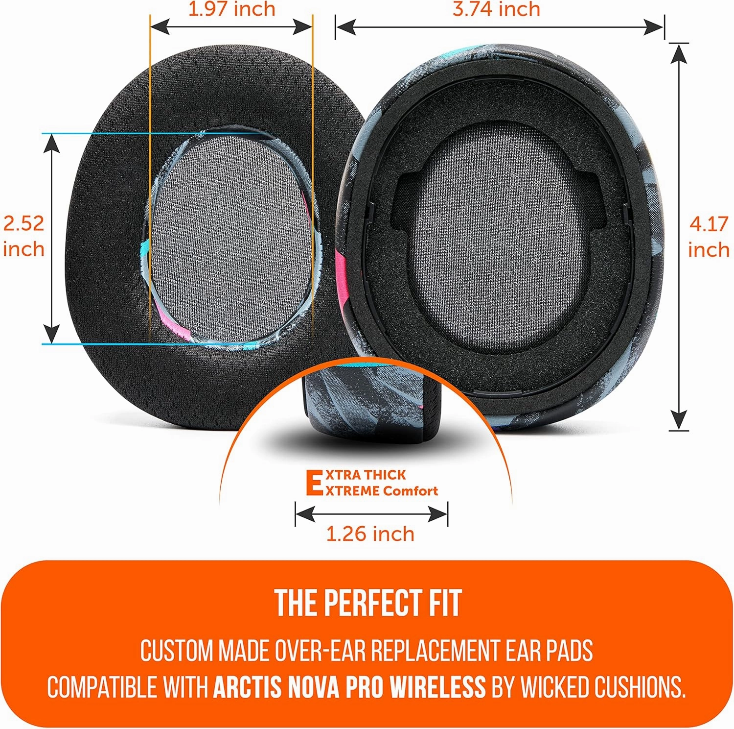 WC Freeze Nova Pro Wireless - Cooling Gel Earpads for Arctis Nova Pro Wireless ONLY (Doesn’t Fit Other Models), Made by Wicked Cushions, Improved Durability, Thickness & Sound Isolation | 90's Black