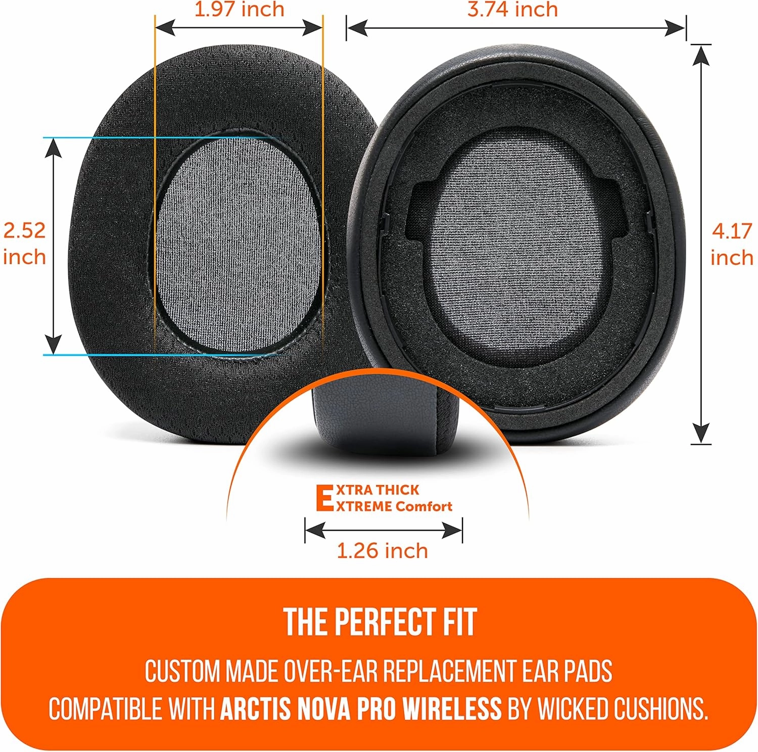 WC Freeze Nova Pro Wireless - Cooling Gel Earpads for Arctis Nova Pro Wireless ONLY (Doesn’t Fit Other Models), Made by Wicked Cushions, Improved Durability, Thickness & Sound Isolation | Black