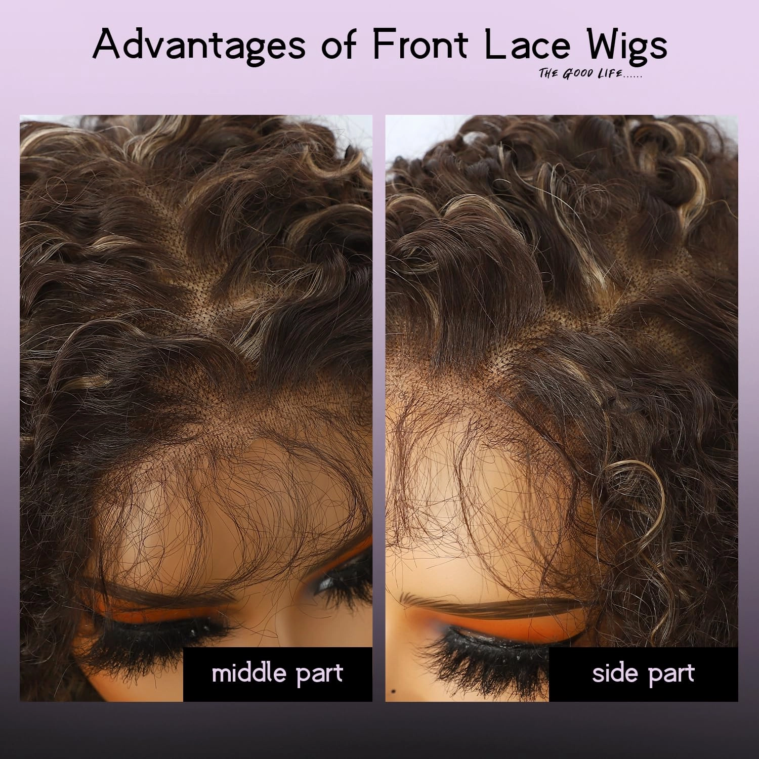 Wear and Go Glueless Pre Cut Lace Front Wig, 13x6 Brown Highlight Blonde Synthetic Lace Front Long Wig for Black Women Long Curly Pre plucked with Single Bleached Knots 26 Inch