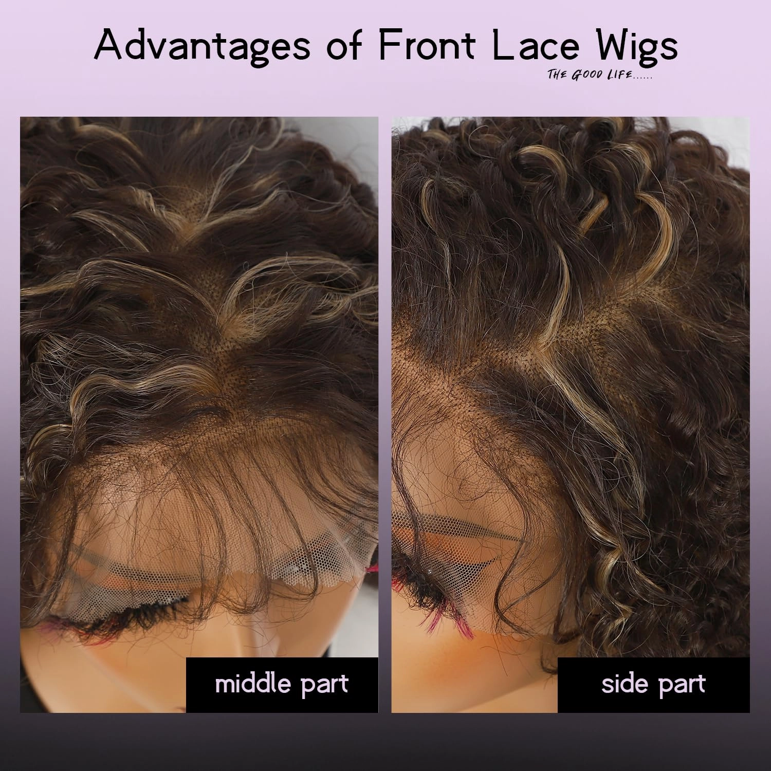 Wear and Go Glueless Synthetic Wig, 13x6 Brown Highlight Blonde Synthetic Lace Front Long Wig for Black Women Long Curly Pre plucked with Single Bleached Knots 26 Inch