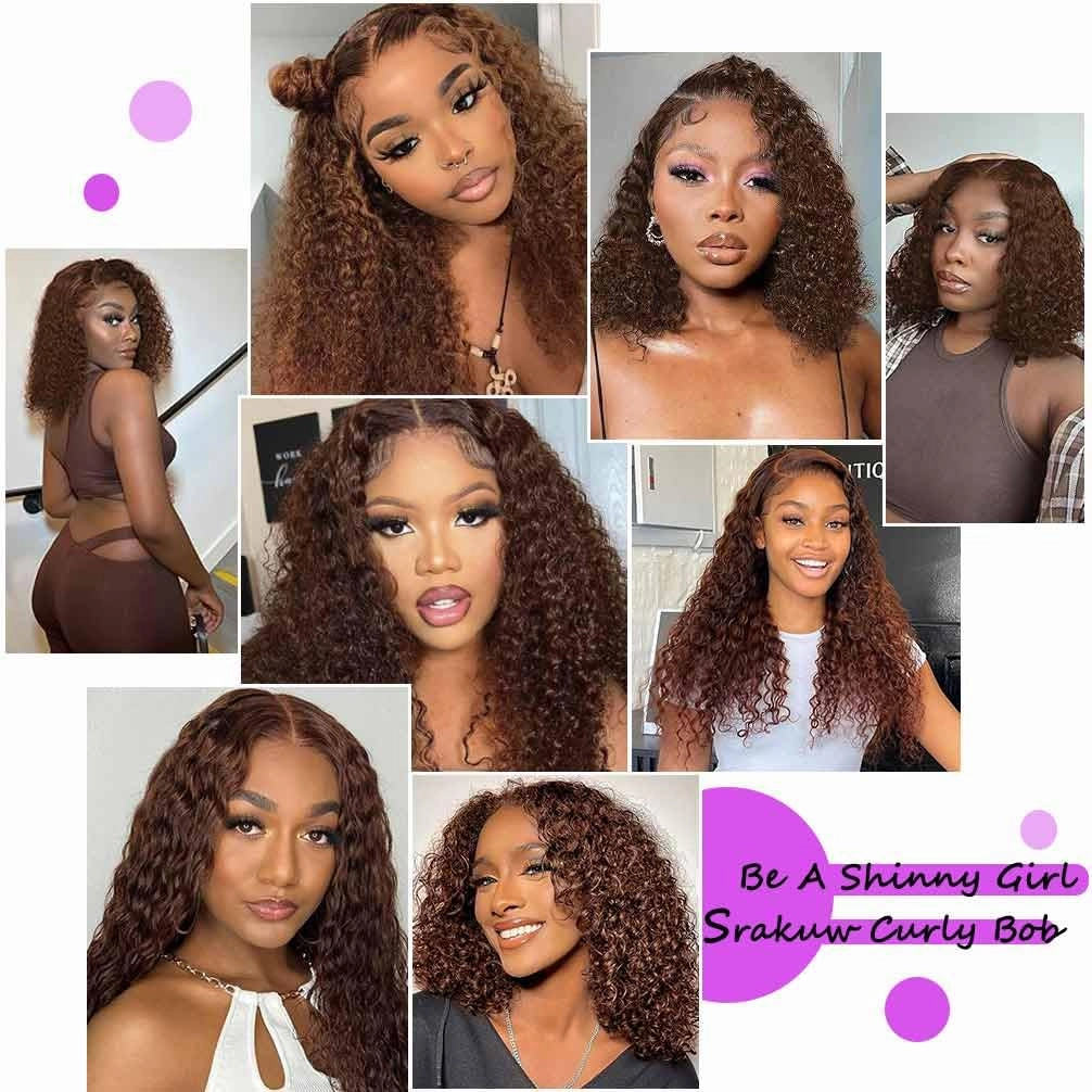 Wear and Go Glueless Wigs Human Hair Pre Plucked Pre Cut Chocolate Brown Lace Front Wigs for Black Women 180 Density Water Wave Wig Human Hair Colored Curly Wig (Chocolate Brown Color, 18 Inch)