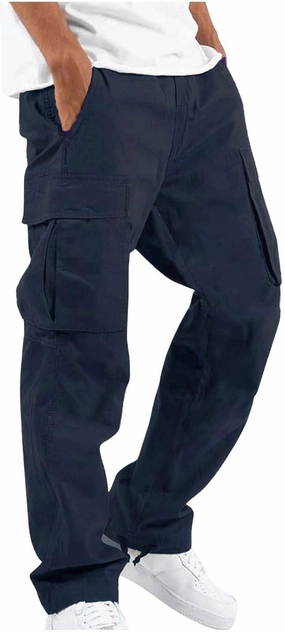 WENKOMG1 Men's Basic Tactical Bottoms Breathable Elastic Waist Trousers Pencil Leg Sports Bottoms