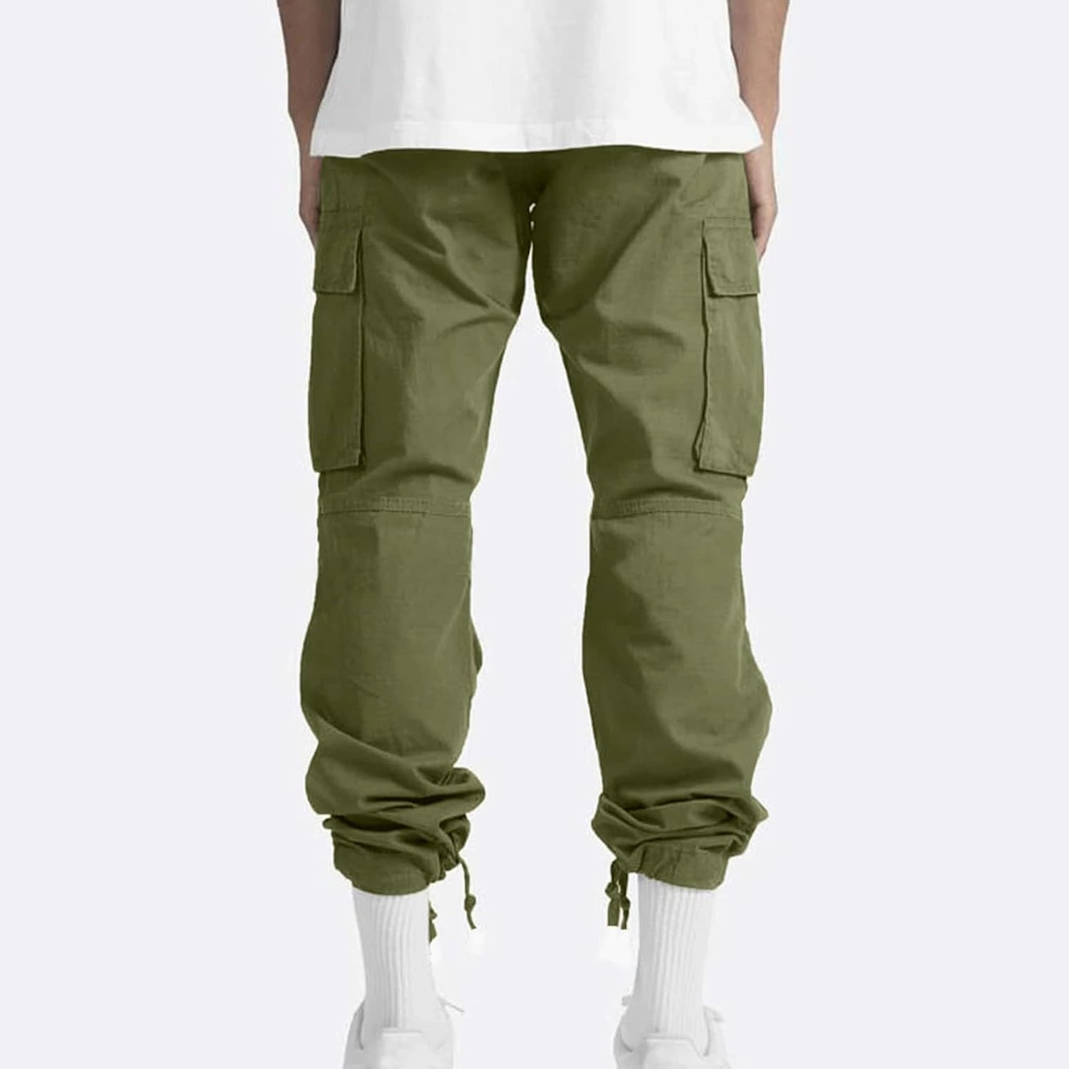 WENKOMG1 Men's Basic Tactical Bottoms Breathable Elastic Waist Trousers Pencil Leg Sports Bottoms
