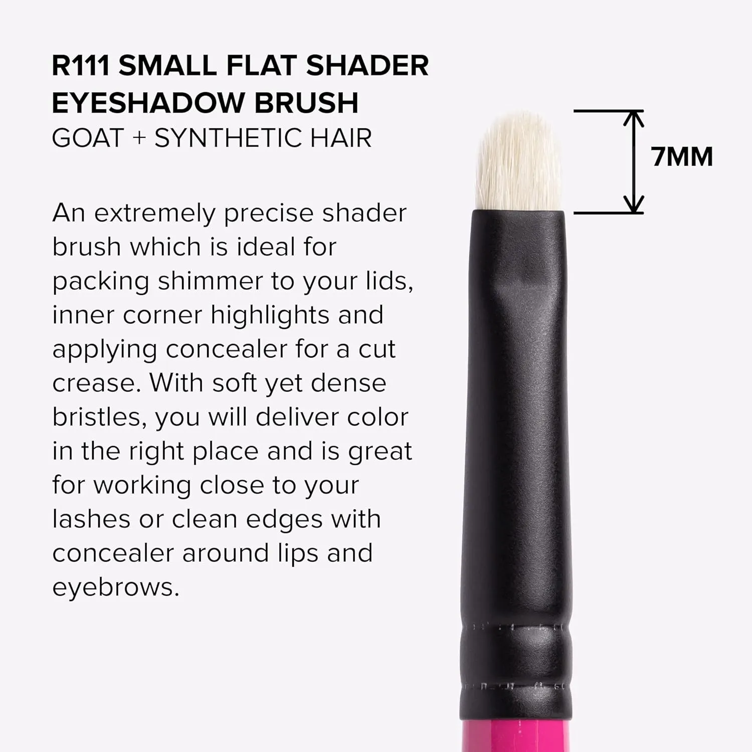 Whats Up Beauty - R111 Small Flat Shader Goat Eyeshadow Brush Hand Made in Japan Premium Eye Makeup Tool