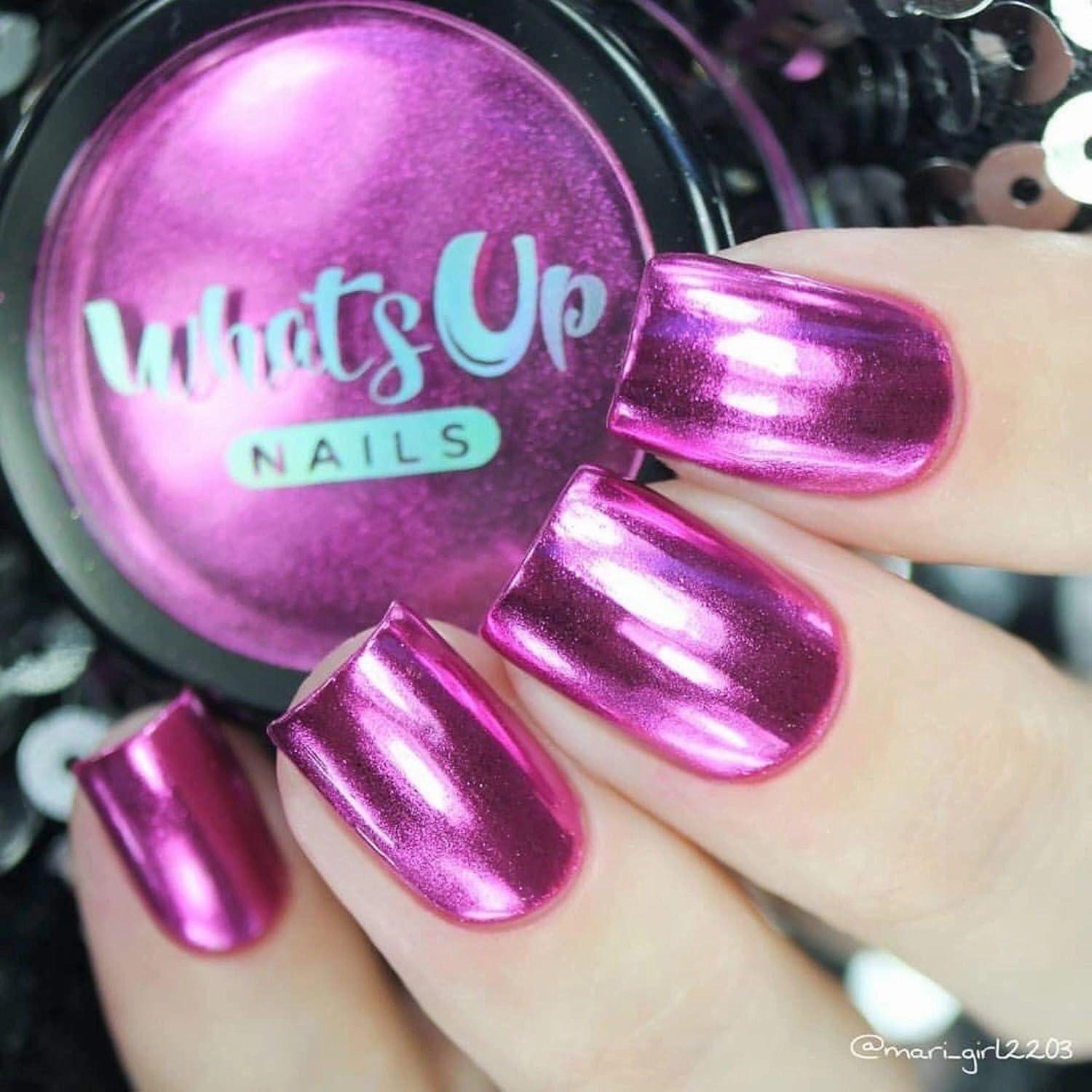 Whats Up Nails - Fuchsia Chrome Powder For Mirror Nails