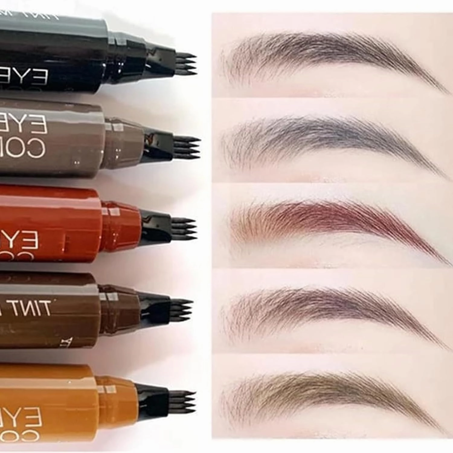 Whimsyard Eyebrow Pen Waterproof, Whimsyard Eye Brow Pencil, 4 Tip Microblade Brow Pen, Whimsyard 3D Waterproof Microblading Eyebrow Pen Whimsyard 4 Fork Tip Tattoo Pencil (0-2b)
