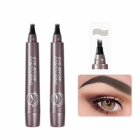 Whimsyard Eyebrow Pencil, Whimsyard Microblading Eyebrow Pen, 3D Waterproof Microblading Eyebrow Pen Whimsyard, 4 Tip Eyebrow Pencil Waterproof, Smudge Proof, Sweat Proof (brown Gray 2pcs)
