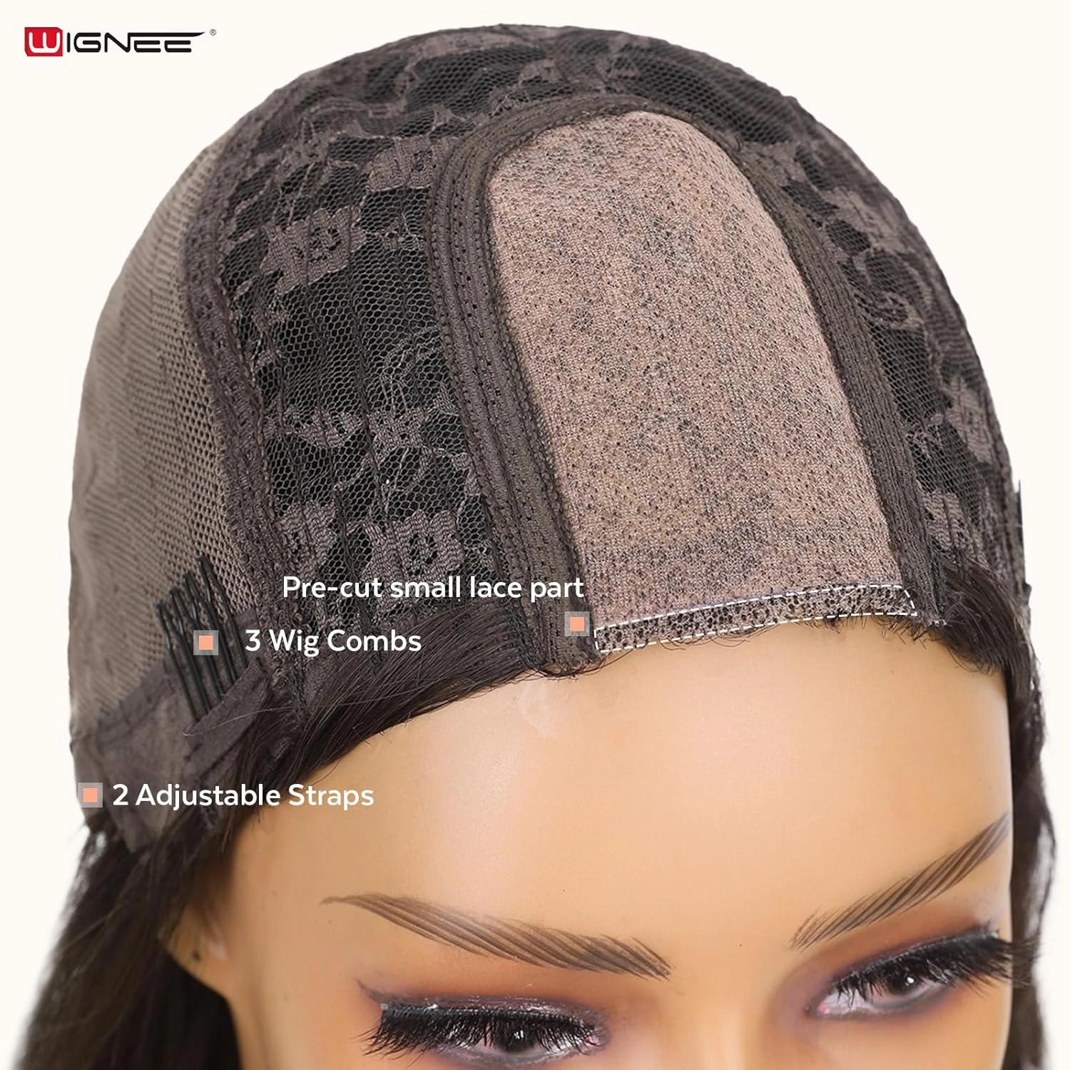 WIGNEE Breathable Long Curly Wavy Dark Brown Wig for Women 26 Inch Middle Part Synthetic Hair Wig Glueless with Bangs Natural Hairline Looking Wigs Wear and Go for Daily/Cosplay/Halloween