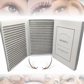 Wispy 1200 Fans - XXL Box - Promade Wispy Lashes Fans | 5D volume | 0.07 | Mix 4 sizes in 1 | Easy pick-up | Premade volume fans for eyelashes extensions | Pinneacle Lash (C curl | 9-12mm)
