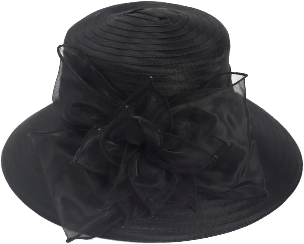Women Derby Church Dress Cloche Hat Fascinator Floral Tea Party Wedding Bucket Hat S052