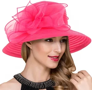 Women Derby Church Dress Cloche Hat Fascinator Floral Tea Party Wedding Bucket Hat S052