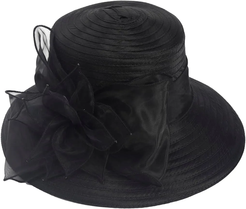 Women Derby Church Dress Cloche Hat Fascinator Floral Tea Party Wedding Bucket Hat S052
