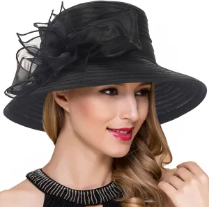 Women Derby Church Dress Cloche Hat Fascinator Floral Tea Party Wedding Bucket Hat S052