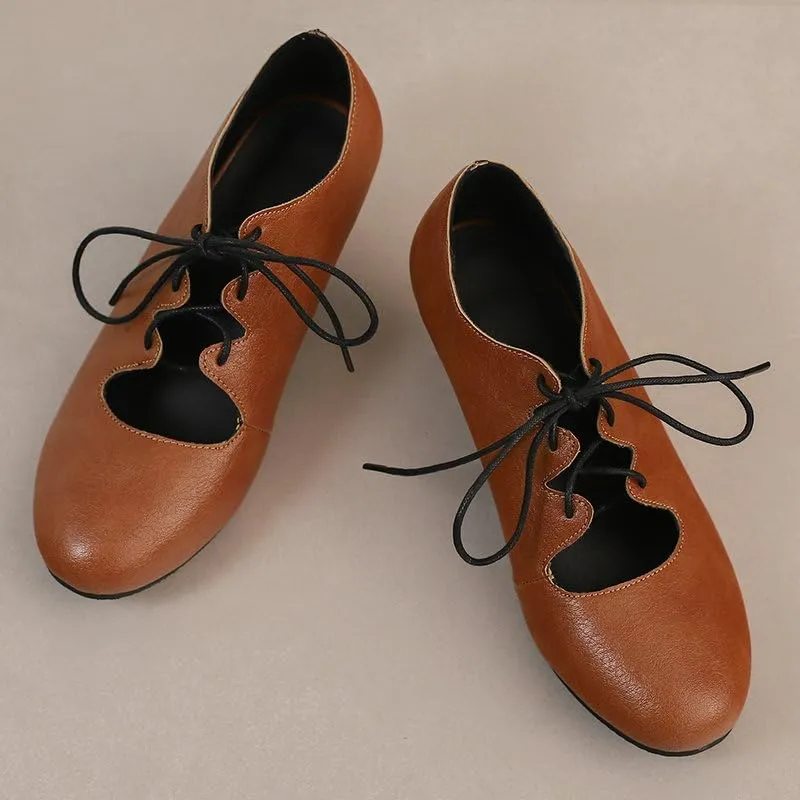 Women's Brogue Oxford Shoes Retro Wingtip Saddle Platform Pumps Lace Up Outdoor Footwear