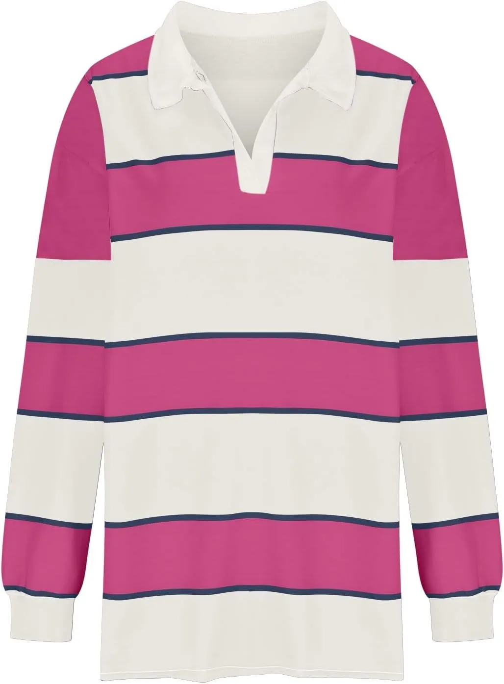 Womens Oversized Striped Swearshirt V Neck Color Block Tops Teen Girls Y2K Clothes Trendy Preppy Outfits Fall Shirts